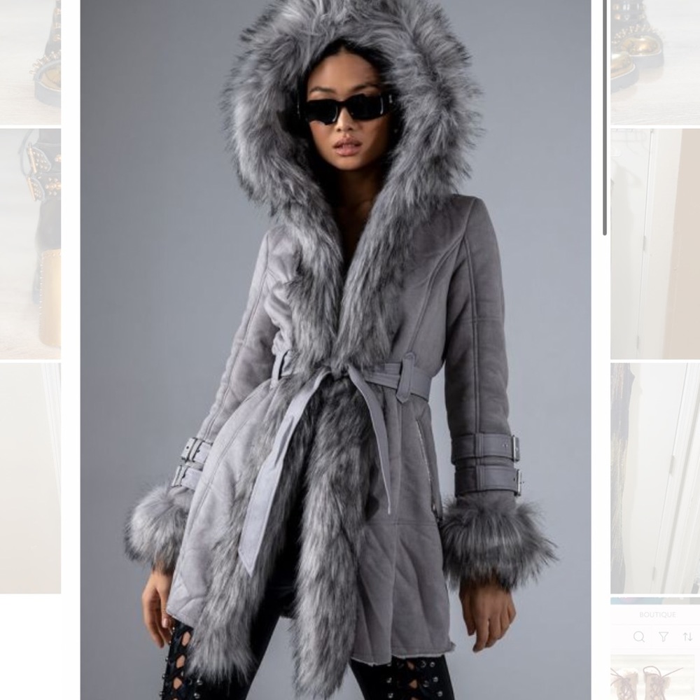 Akira Faux fur Faux Suede parka jacket